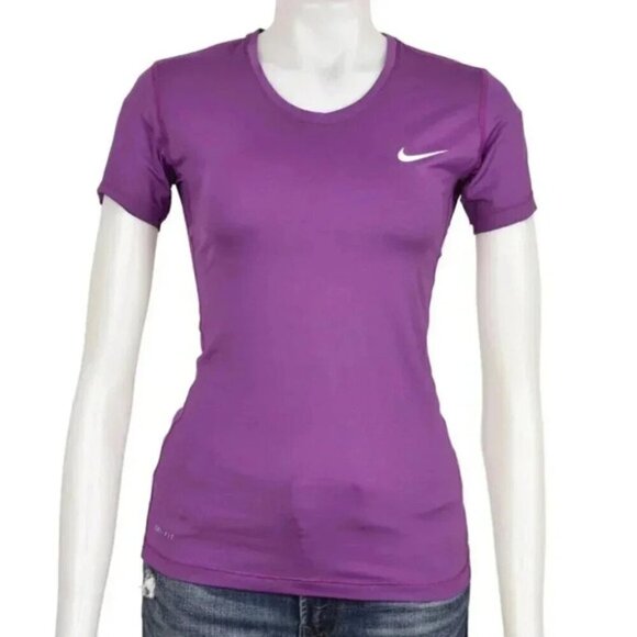 Nike Pro Purple Dri Fit Workout Athletic Top Shirt Size Small - Picture 1 of 6